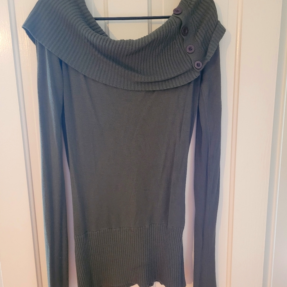 Off the Shoulder Sweater Large Greenish